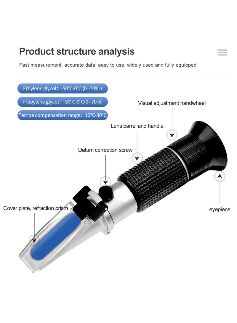 Handheld Glass Freezing Point Water Tester - Accurate Measurement for Antifreeze, Battery Fluid, and Cleaning Solutions, Compact, and Lightweight Refractometer for Automotive Battery Engine Coolant - Image 2